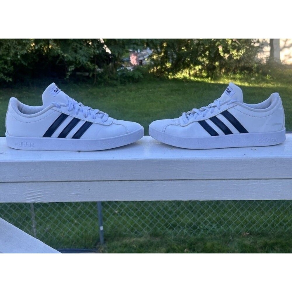 Adidas Grand Court Kids Size 3 White Black Stripes Lace Up Sneakers DB1831